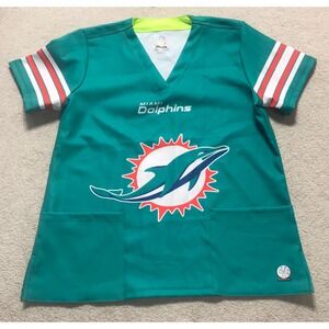 Pijama Medica Miami Dolphins NFL Football Scrub Top XXL/XXGR Flaw Pictured Back‎